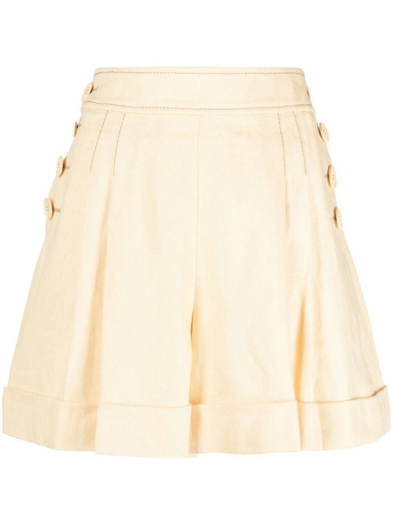 ZIMMERMANN high-waisted linen shorts - Yellow von ZIMMERMANN