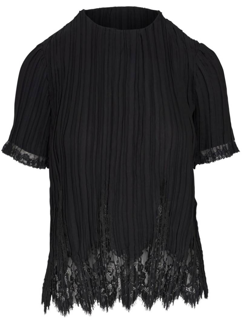 ZIMMERMANN lace-trim plissé blouse - Black von ZIMMERMANN