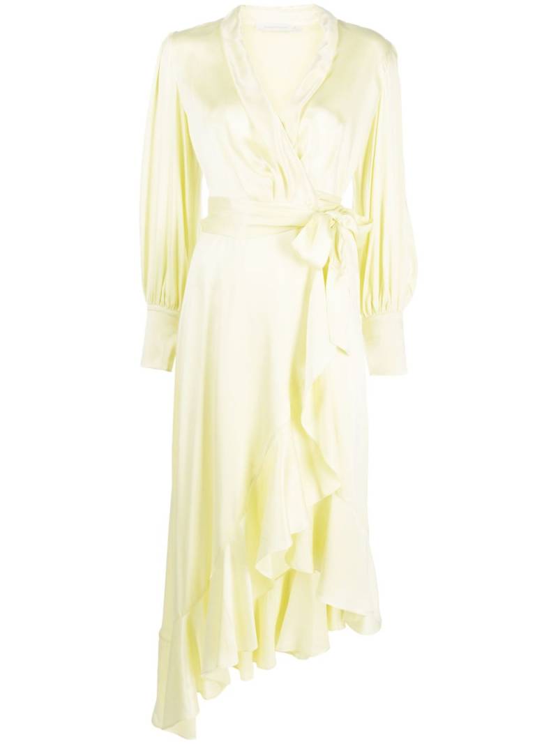 ZIMMERMANN long-sleeve wrap silk midi dress - Yellow von ZIMMERMANN