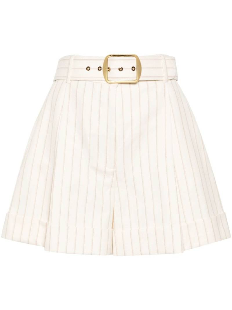 ZIMMERMANN pinstriped herringbone belted shorts - Neutrals von ZIMMERMANN