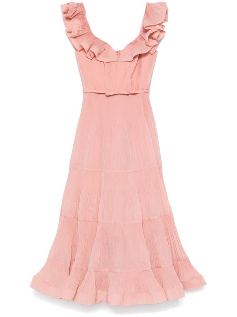 ZIMMERMANN pleated frilled midi dress - Pink von ZIMMERMANN