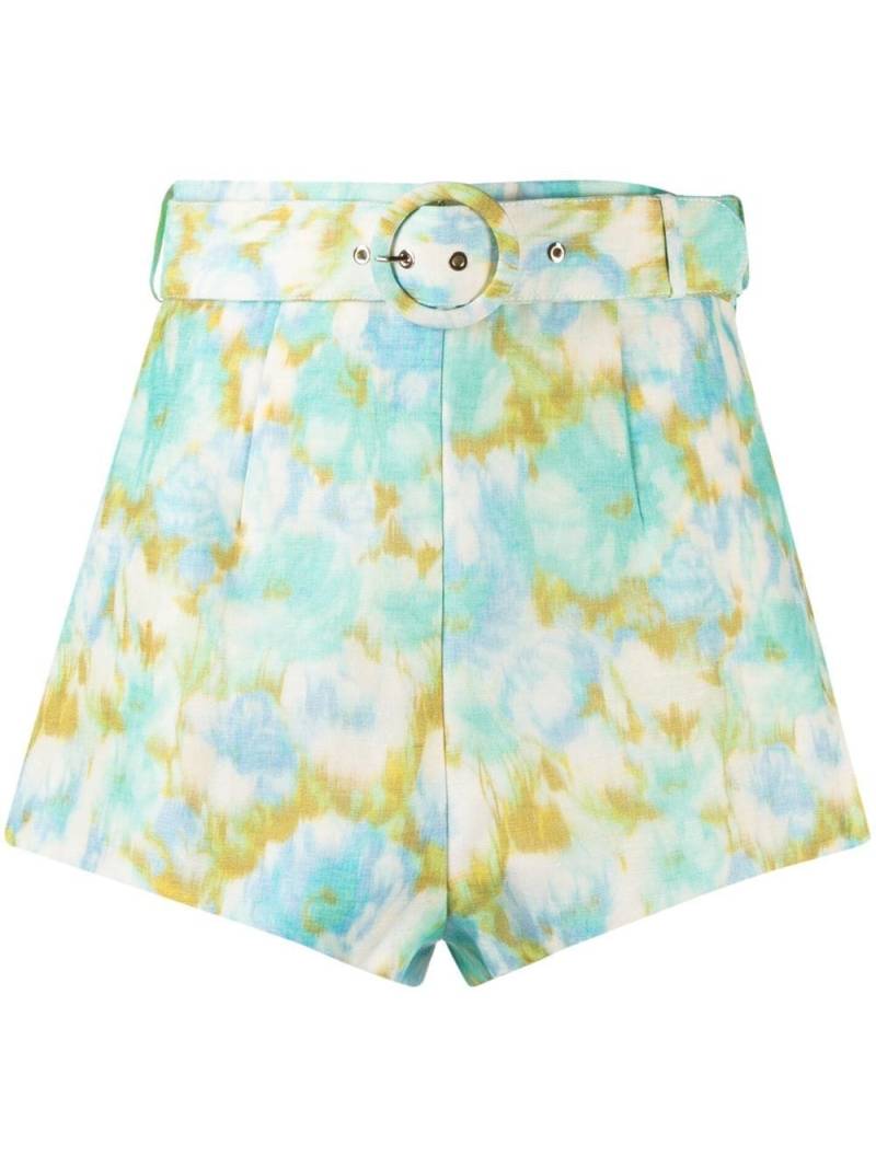 ZIMMERMANN printed belted shorts - Green von ZIMMERMANN