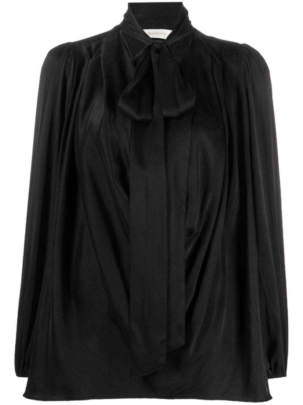 ZIMMERMANN pussy bow long-sleeve silk blouse - Black von ZIMMERMANN