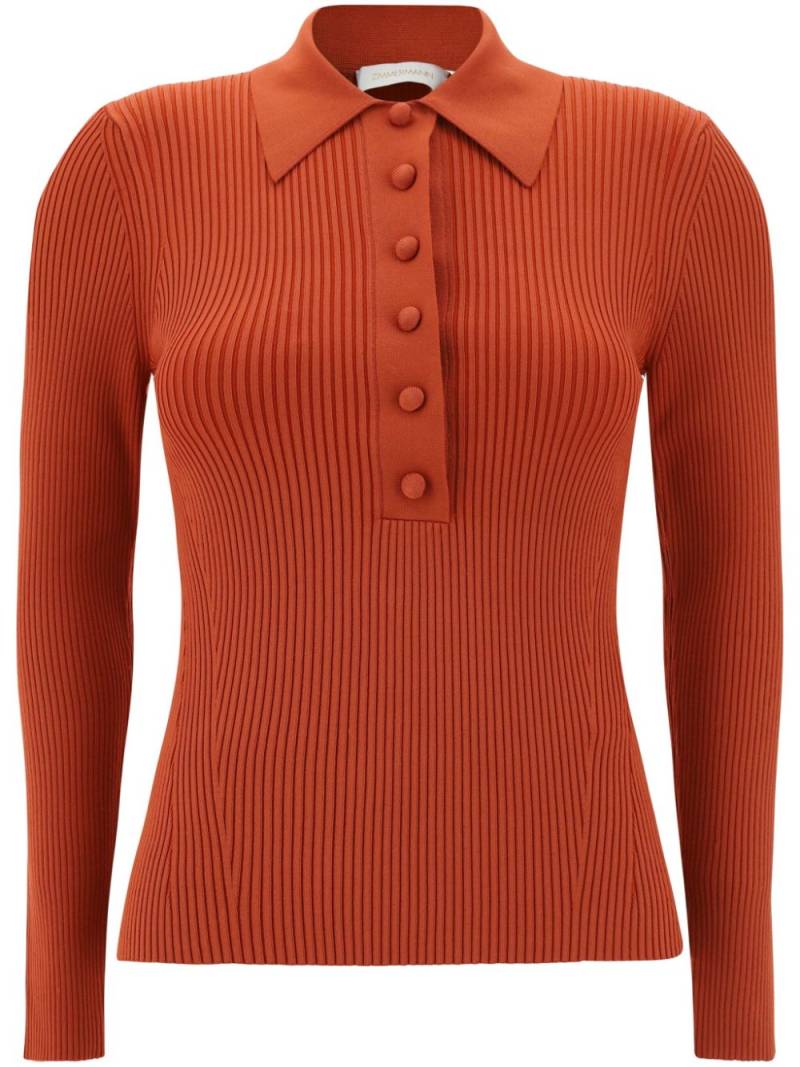 ZIMMERMANN ribbed polo sweater - Red von ZIMMERMANN