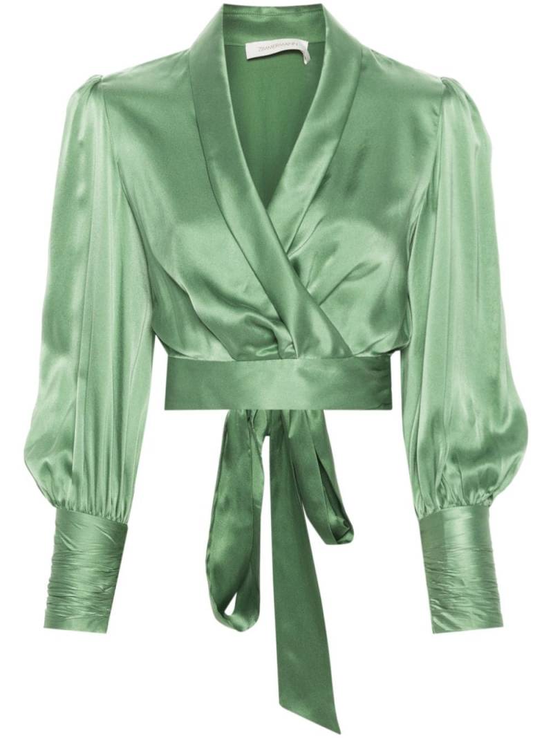 ZIMMERMANN silk cropped wrap top - Green von ZIMMERMANN