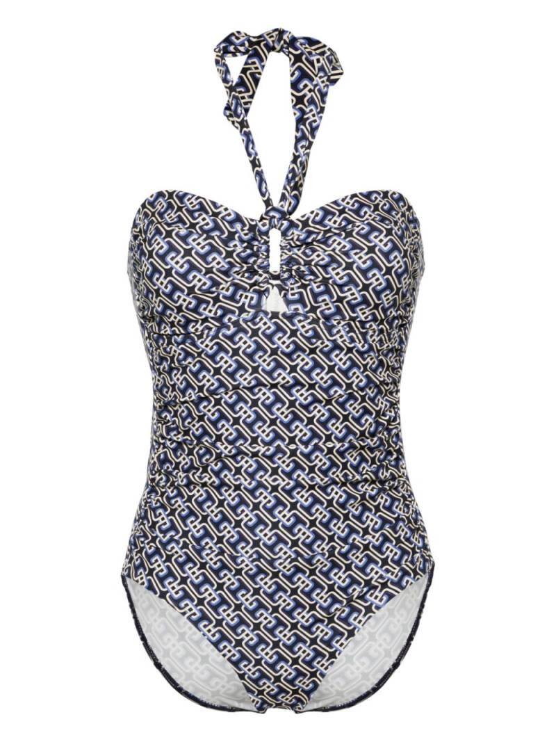 ZIMMERMANN wide-link halterneck swimsuit - Blue von ZIMMERMANN