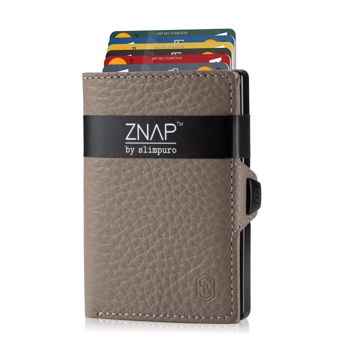 Znap Geldbörse Leder Genarbt Taupe Für 8 Karten Herren  ONE SIZE von ZNAP