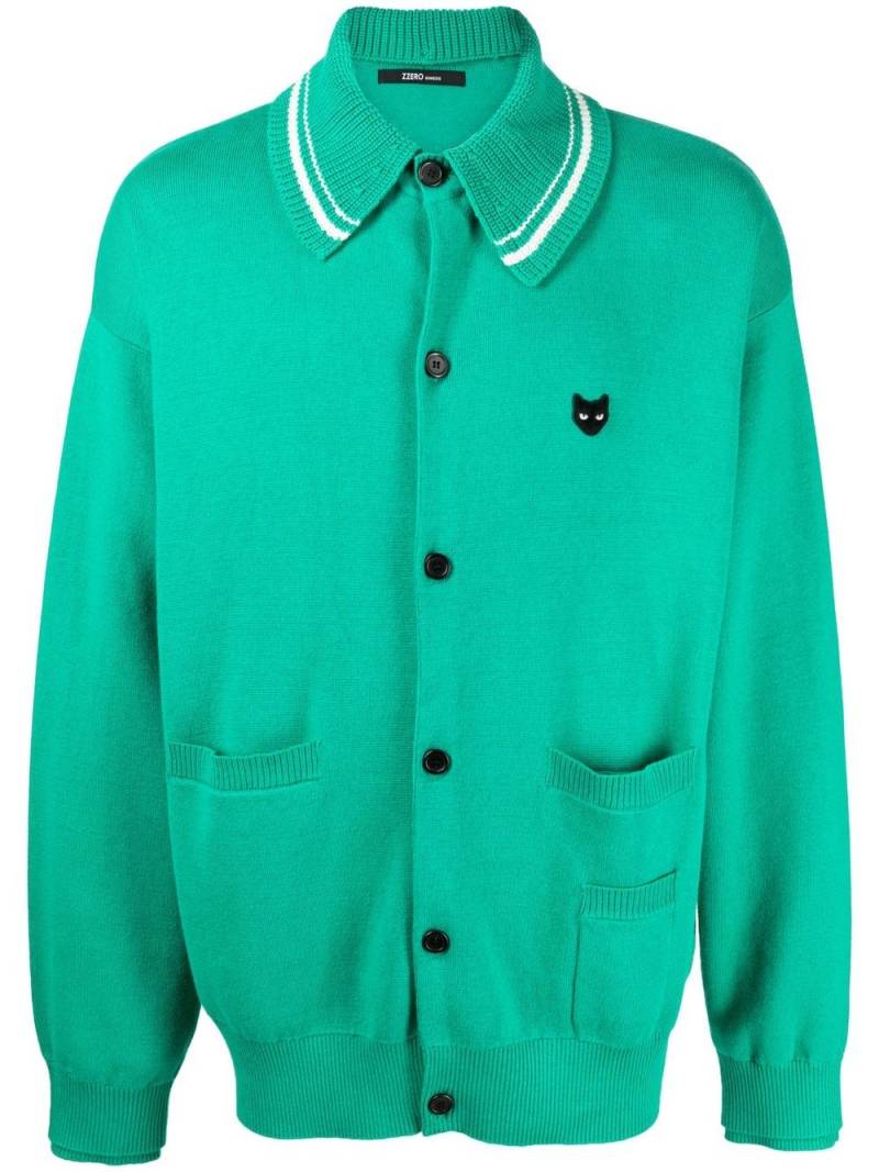 ZZERO BY SONGZIO logo-patch crew-neck cardigan - Green von ZZERO BY SONGZIO