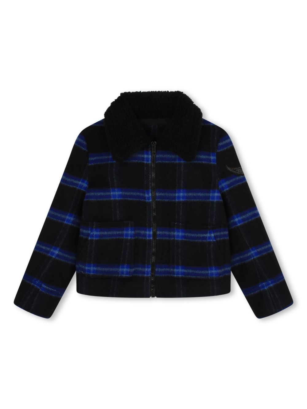 Zadig & Voltaire Kids checkered zipped bomber jacket - Blue von Zadig & Voltaire Kids