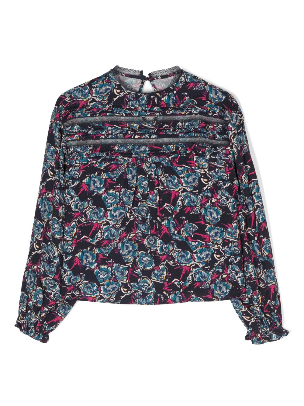 Zadig & Voltaire Kids floral-print lace-trim blouse - Blue von Zadig & Voltaire Kids