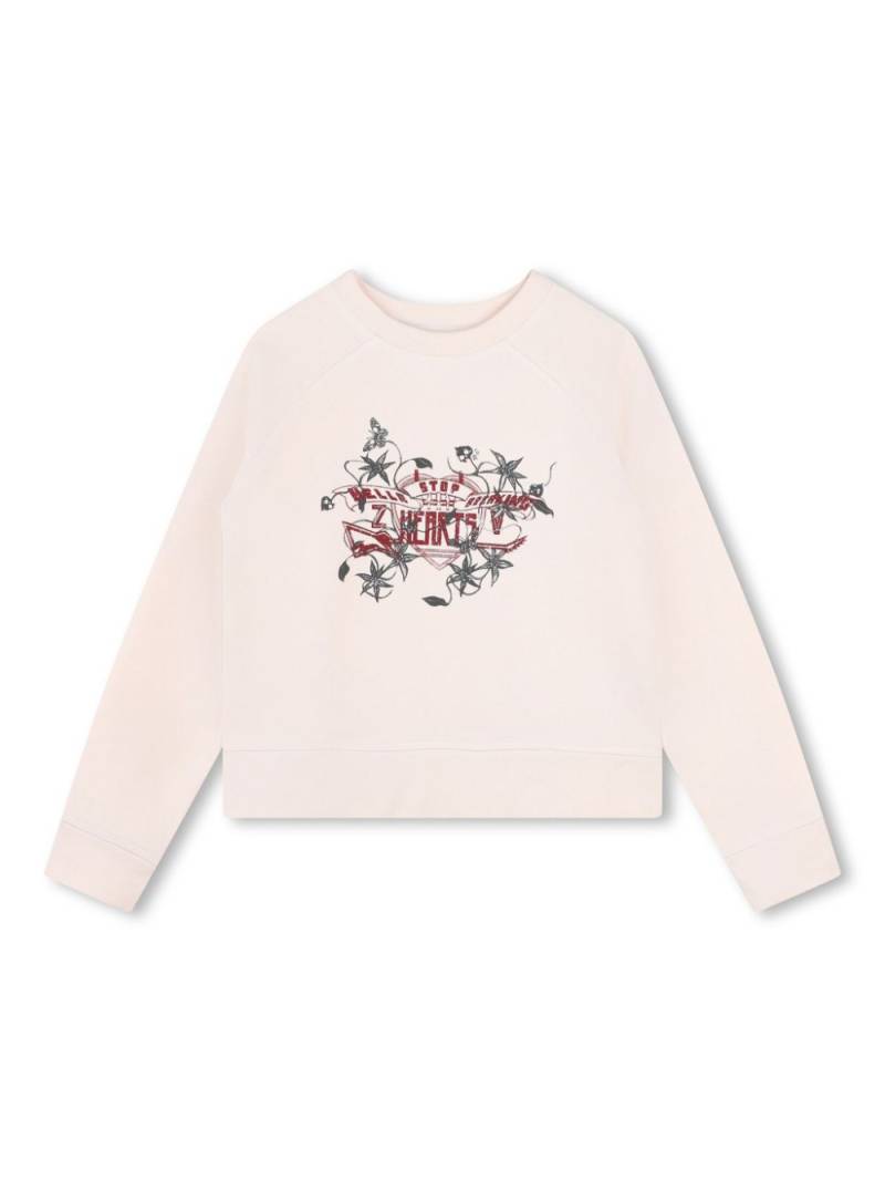 Zadig & Voltaire Kids hearts-print sweatshirt - Neutrals von Zadig & Voltaire Kids