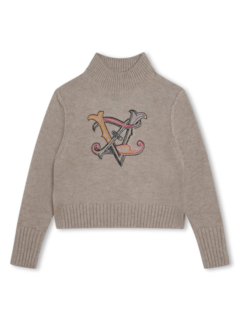 Zadig & Voltaire Kids logo-embroidered high-neck jumper - Neutrals von Zadig & Voltaire Kids