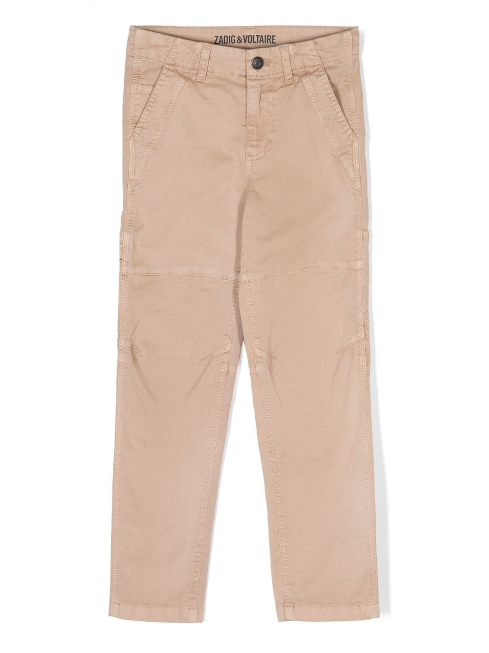 Zadig & Voltaire Kids logo-patch straight-leg trousers - Neutrals von Zadig & Voltaire Kids