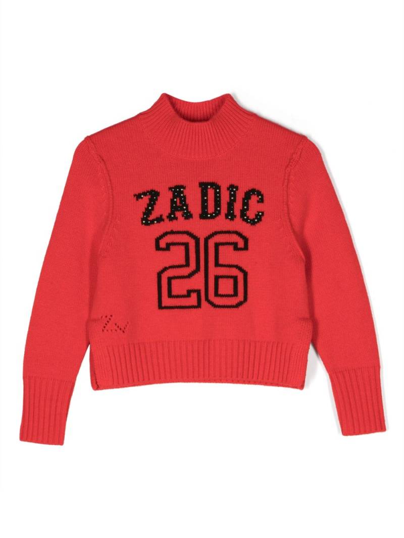 Zadig & Voltaire Kids logo-print jacquard knitted jumper - Red von Zadig & Voltaire Kids