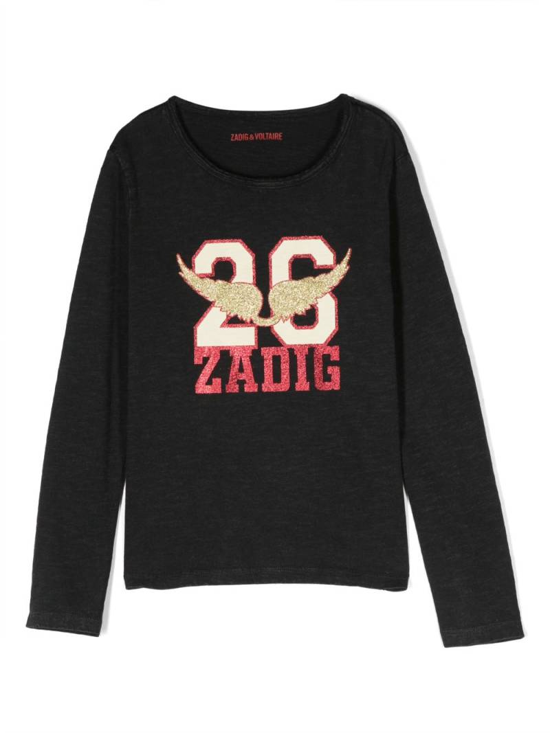 Zadig & Voltaire Kids logo-print long-sleeve T-shirt - Black von Zadig & Voltaire Kids