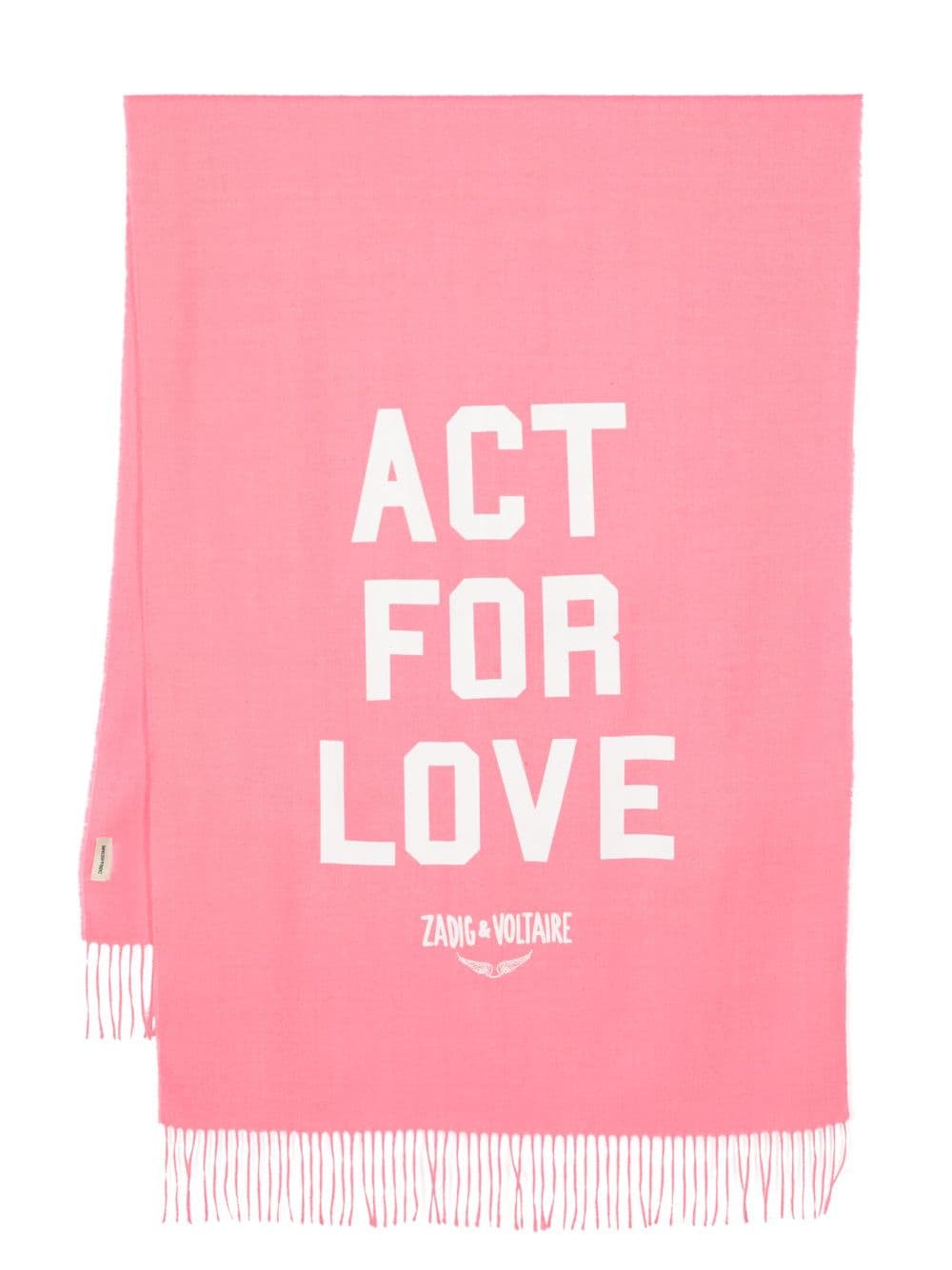 Zadig & Voltaire Kids slogan-print fringed-edge scarf - Pink von Zadig & Voltaire Kids