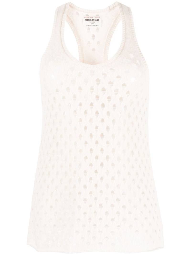 Zadig&Voltaire Abbie perforated cashmere-blend top - Neutrals von Zadig&Voltaire