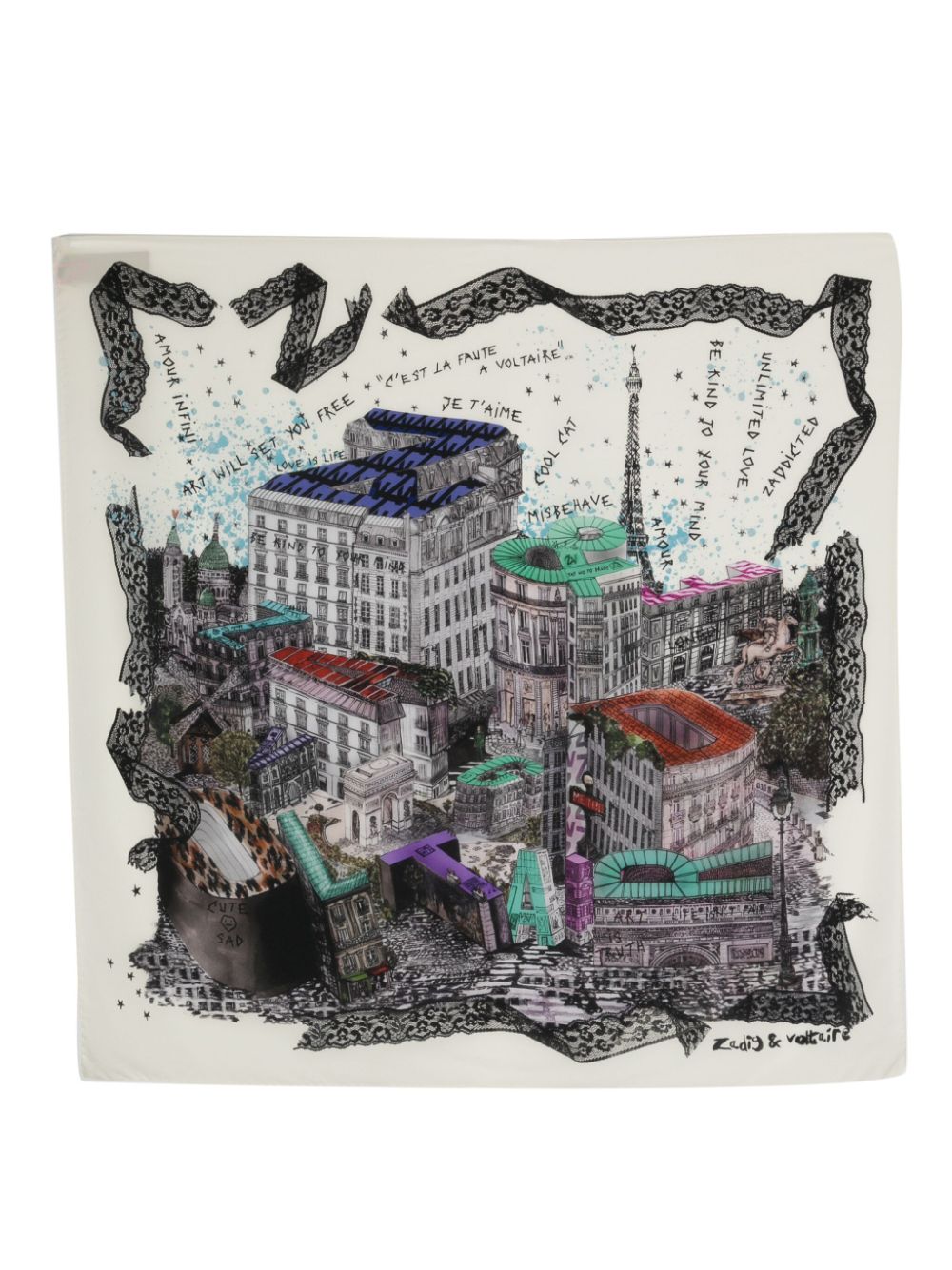 Zadig&Voltaire Blondie 85 organic-silk scarf - Neutrals von Zadig&Voltaire