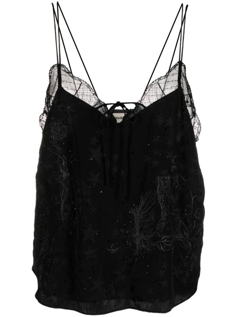 Zadig&Voltaire Capela Jac Stars silk top - Black von Zadig&Voltaire