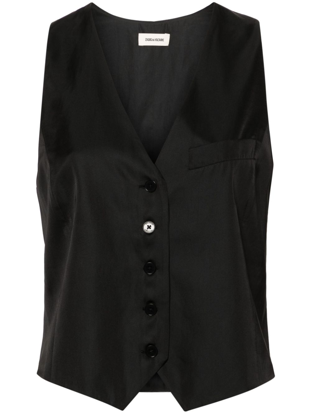 Zadig&Voltaire Emaux satin waistcoat-style top - Black von Zadig&Voltaire