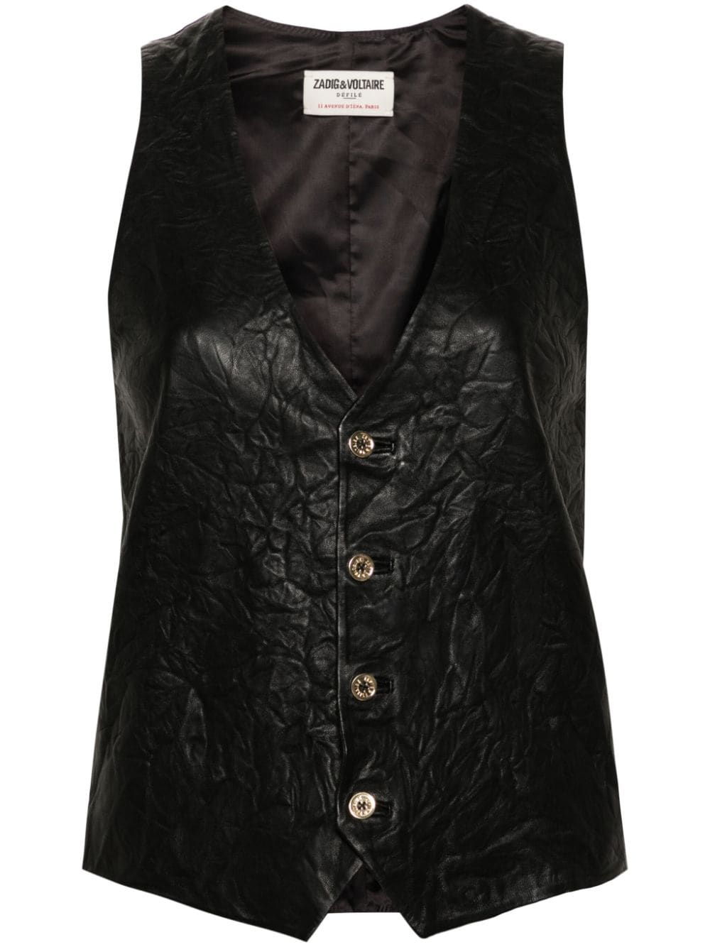 Zadig&Voltaire Emile crinkled leather waistcoat - Black von Zadig&Voltaire