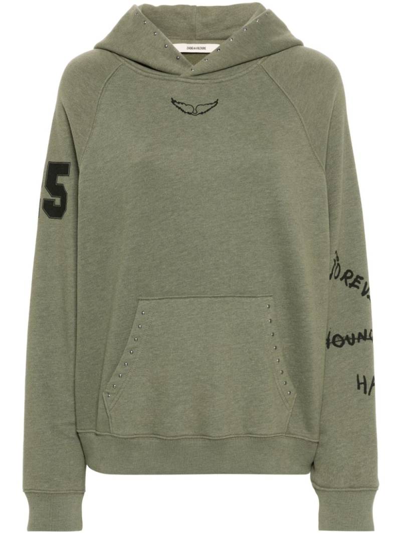 Zadig&Voltaire Georgy stud-detailing hoodie - Green von Zadig&Voltaire