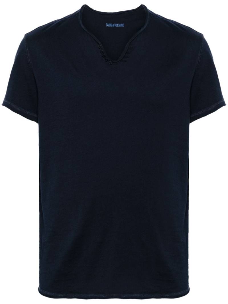 Zadig&Voltaire Henley-neck cotton T-shirt - Blue von Zadig&Voltaire