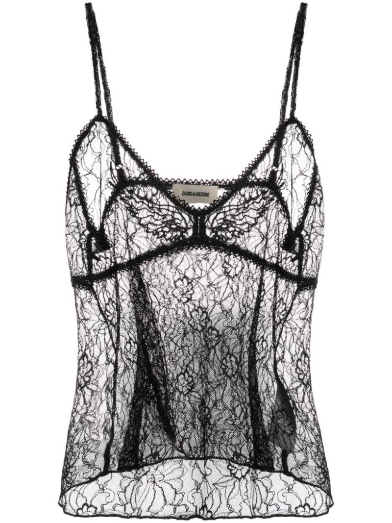 Zadig&Voltaire Lyzig sheer lace top - Black von Zadig&Voltaire