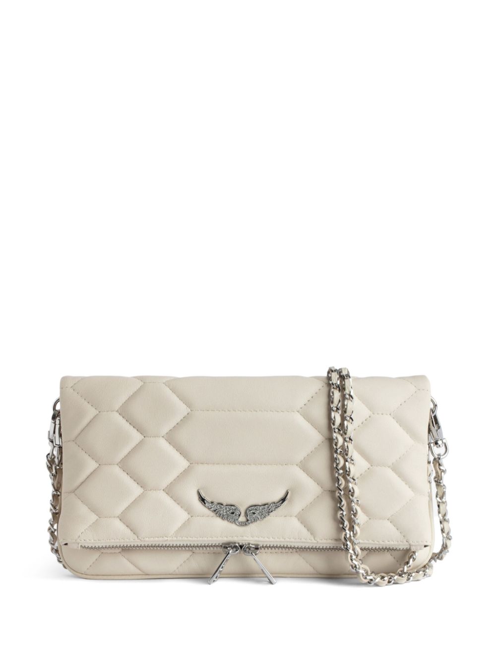 Zadig&Voltaire Rock quilted leather clutch bag - Neutrals von Zadig&Voltaire