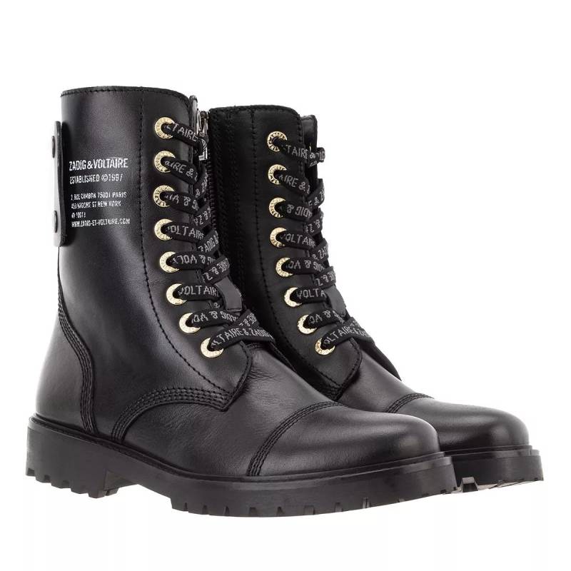 Zadig & Voltaire Stiefel - Joe Smooth Cowskin Side Print - Gr. 36 (EU) - in Schwarz - für Damen von Zadig & Voltaire