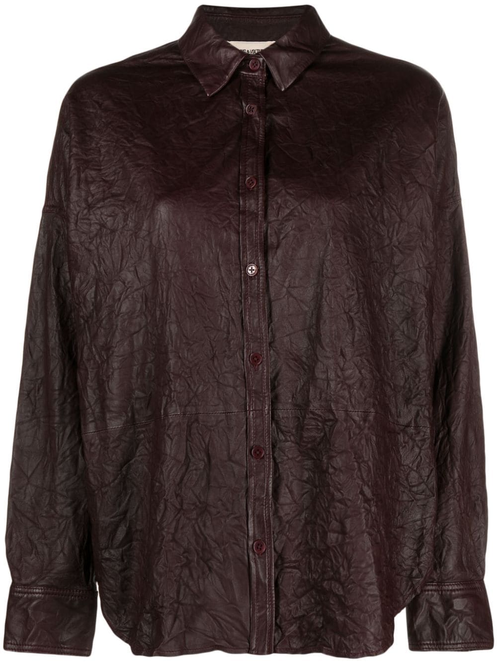Zadig&Voltaire Tamara crinkled leather shirt - Brown von Zadig&Voltaire