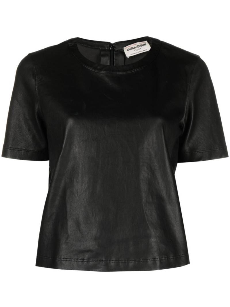 Zadig&Voltaire Tas crew-neck leather T-shirt - Black von Zadig&Voltaire