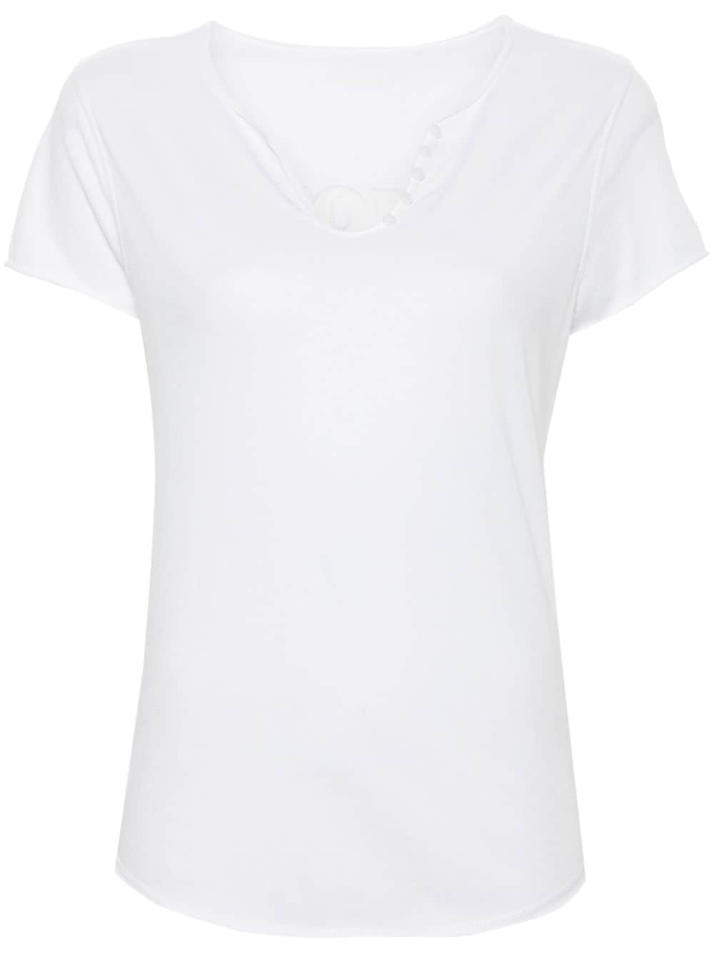 Zadig&Voltaire Tunisien MC LC Fishnet cotton T-shirt - White von Zadig&Voltaire