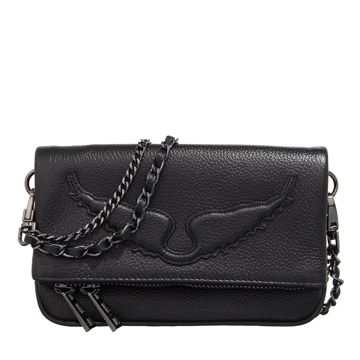 Zadig & Voltaire Umhängetasche - Rock Nano Wings Grained Leathe - Gr. unisize - in Schwarz - für Damen von Zadig & Voltaire