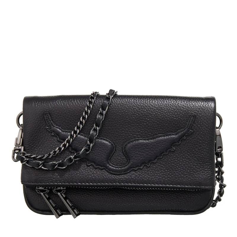 Zadig & Voltaire Umhängetasche - Rock Nano Wings Grained Leathe - Gr. unisize - in Schwarz - für Damen von Zadig & Voltaire