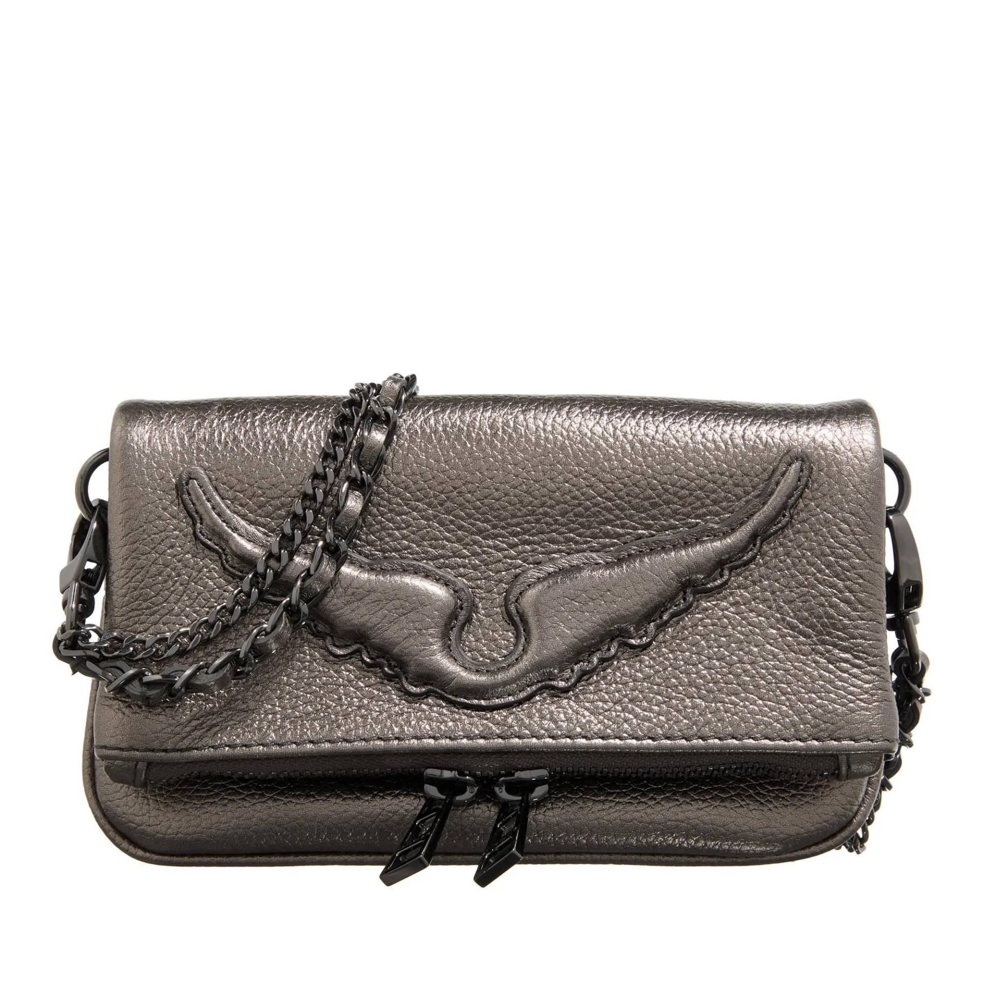 Zadig & Voltaire Schultertasche - Rock Nano Wings Metallic Grain - Gr. unisize - in Grau - für Damen von Zadig & Voltaire