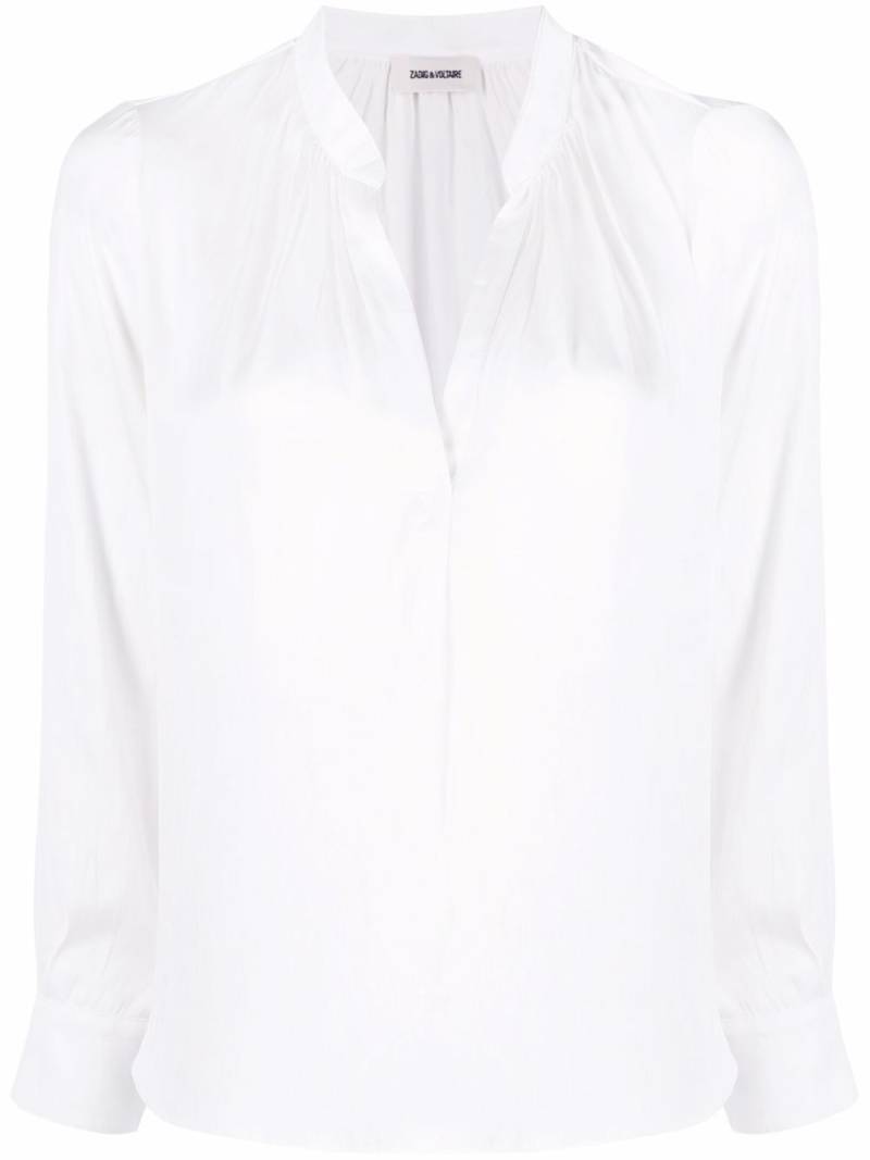 Zadig&Voltaire V-neck satin-finish blouse - White von Zadig&Voltaire