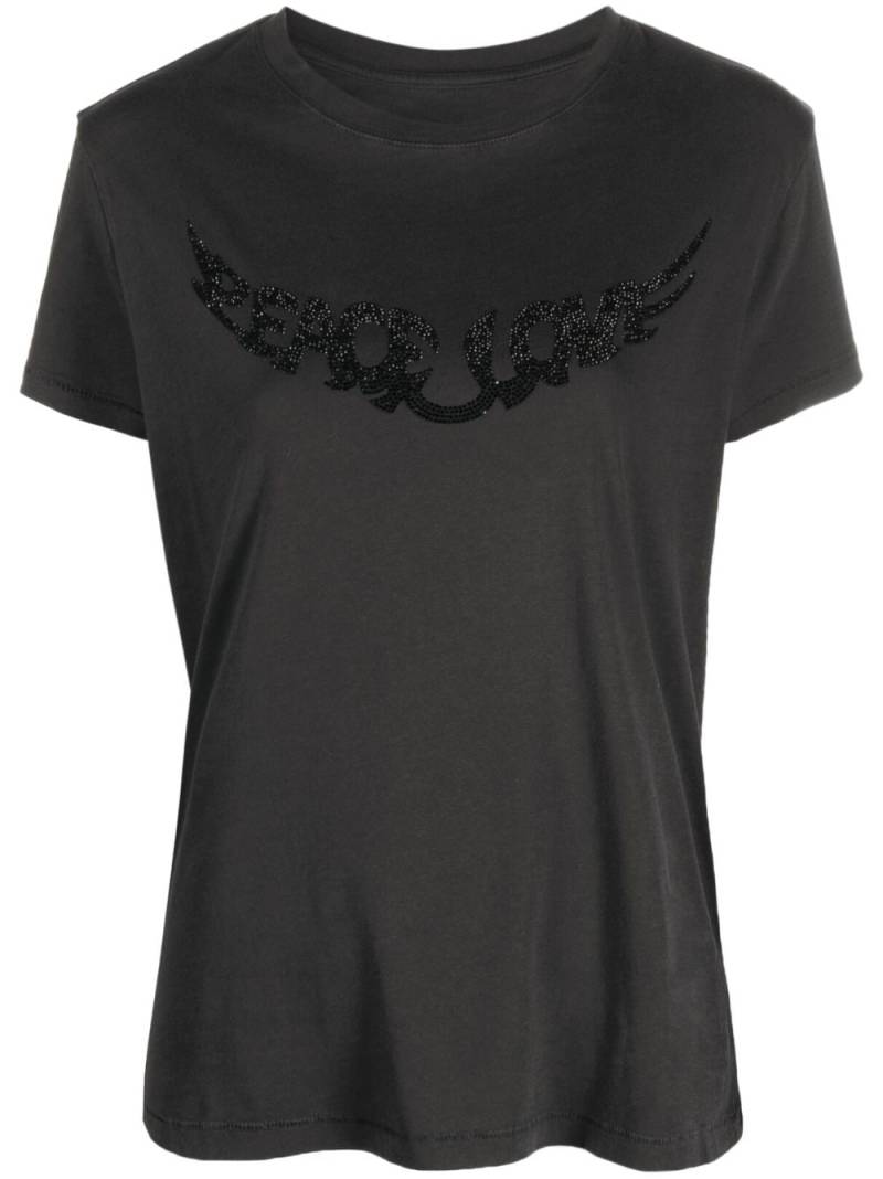 Zadig&Voltaire Walk Peace and Love embellished T-shirt - Grey von Zadig&Voltaire