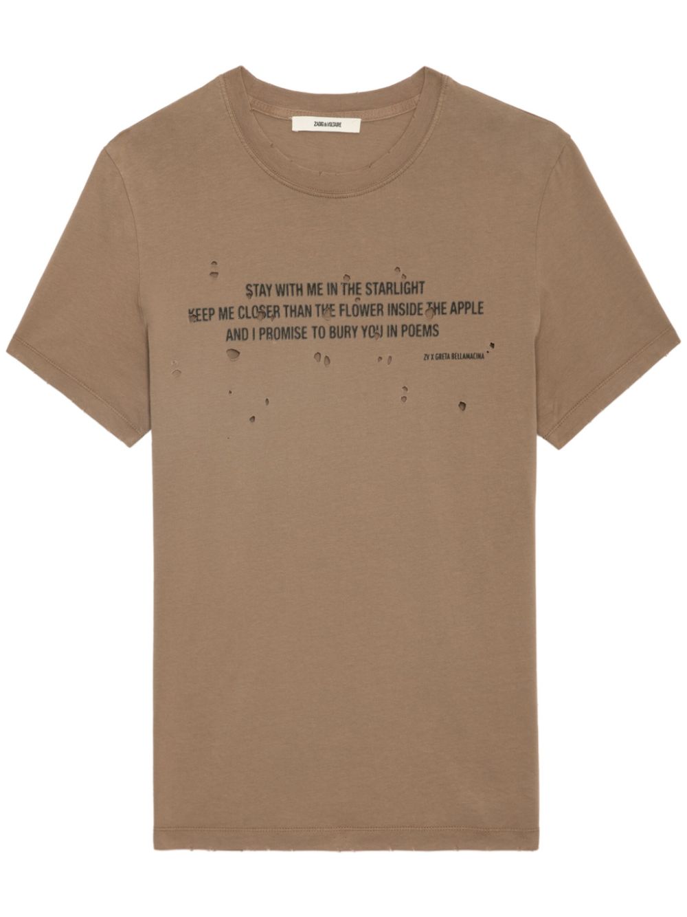 Zadig&Voltaire distressed-effect organic cotton T-shirt - Brown von Zadig&Voltaire