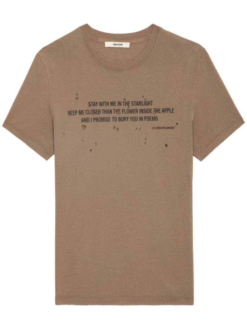 Zadig&Voltaire distressed-effect organic cotton T-shirt - Brown von Zadig&Voltaire