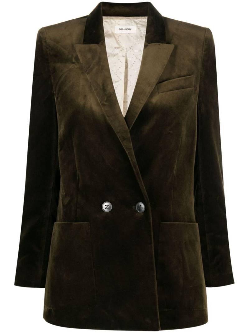 Zadig&Voltaire double-breasted velvet blazer - Green von Zadig&Voltaire