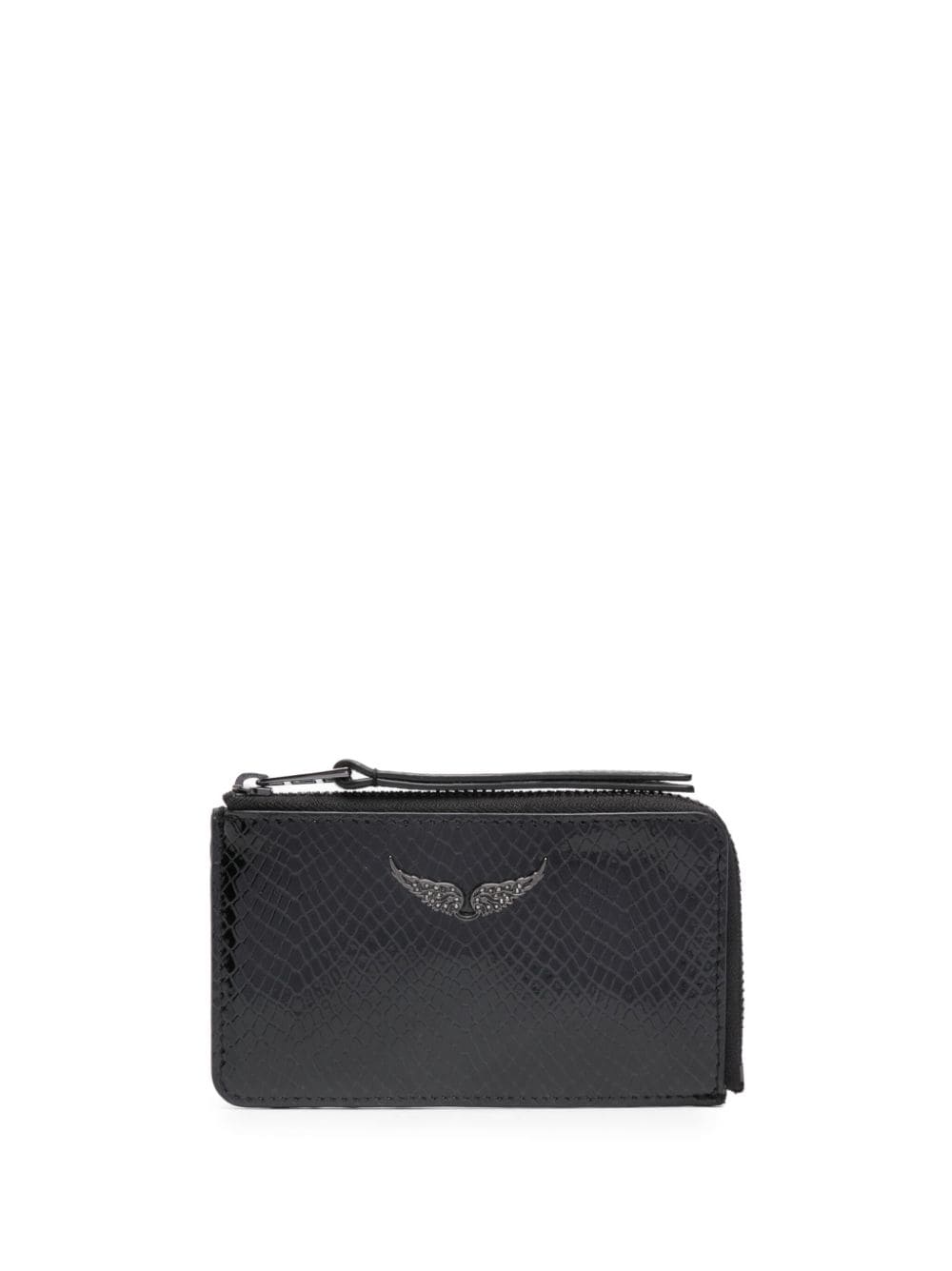 Zadig&Voltaire glossy python-effect cardholder - Black von Zadig&Voltaire