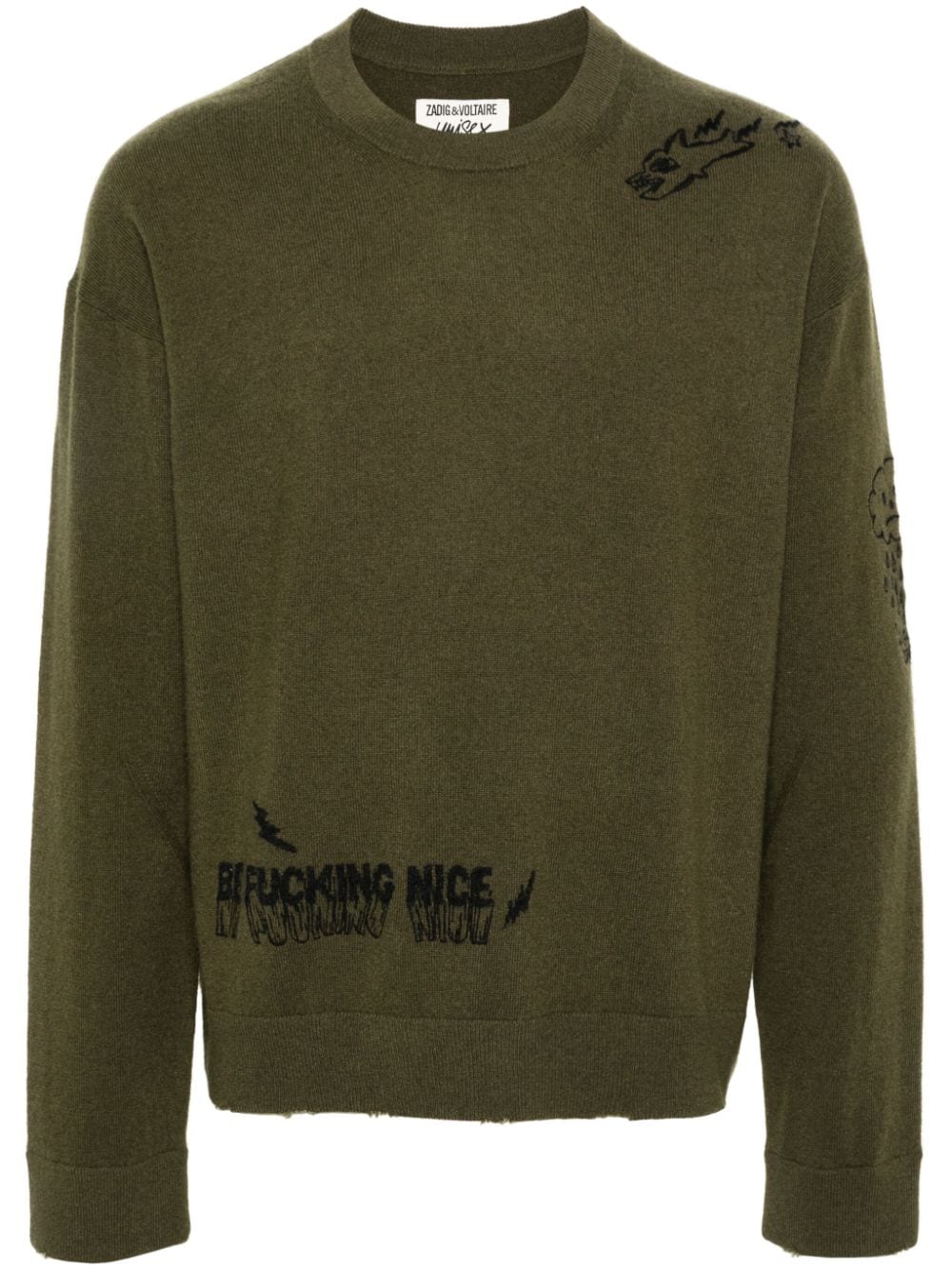 Zadig&Voltaire graffiti-embroidery knitted jumper - Green von Zadig&Voltaire