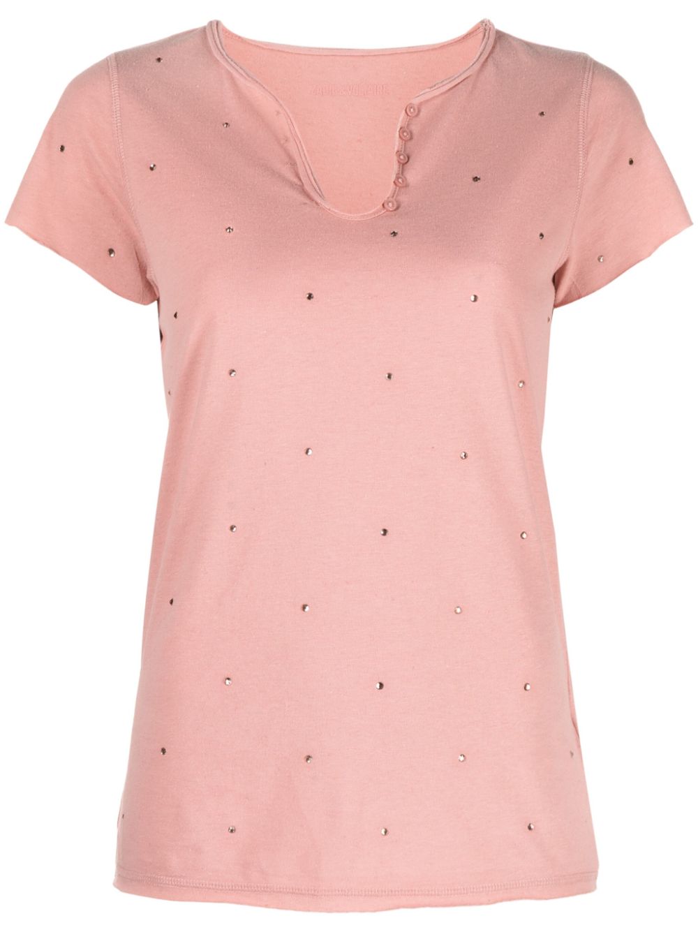 Zadig&Voltaire rhinestone-embellished Henley-neck T-shirt - Pink von Zadig&Voltaire