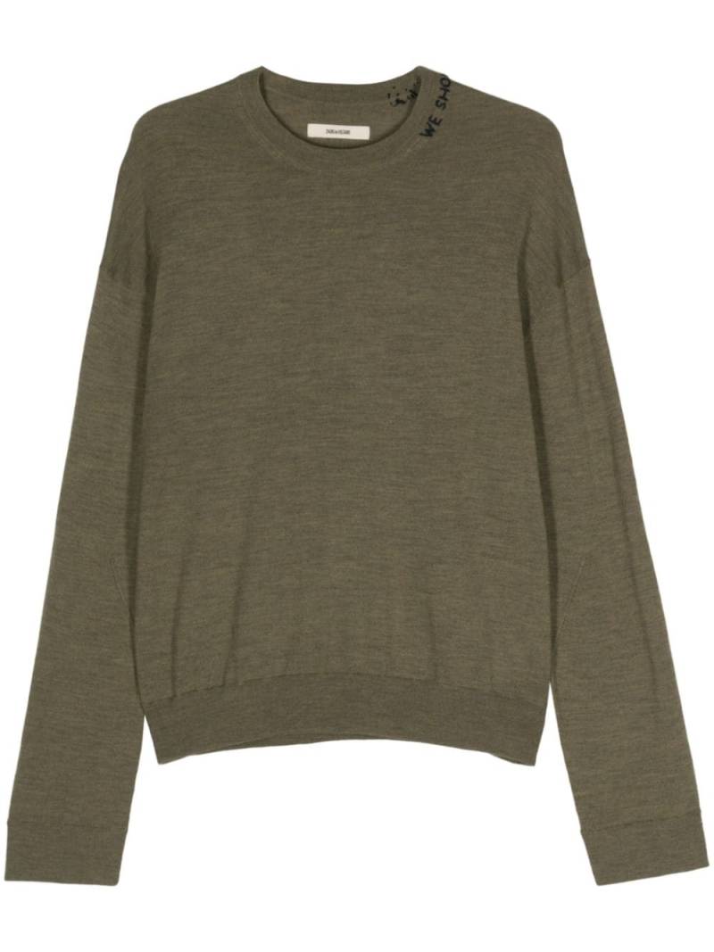 Zadig&Voltaire slogan-embroidered wool jumper - Green von Zadig&Voltaire