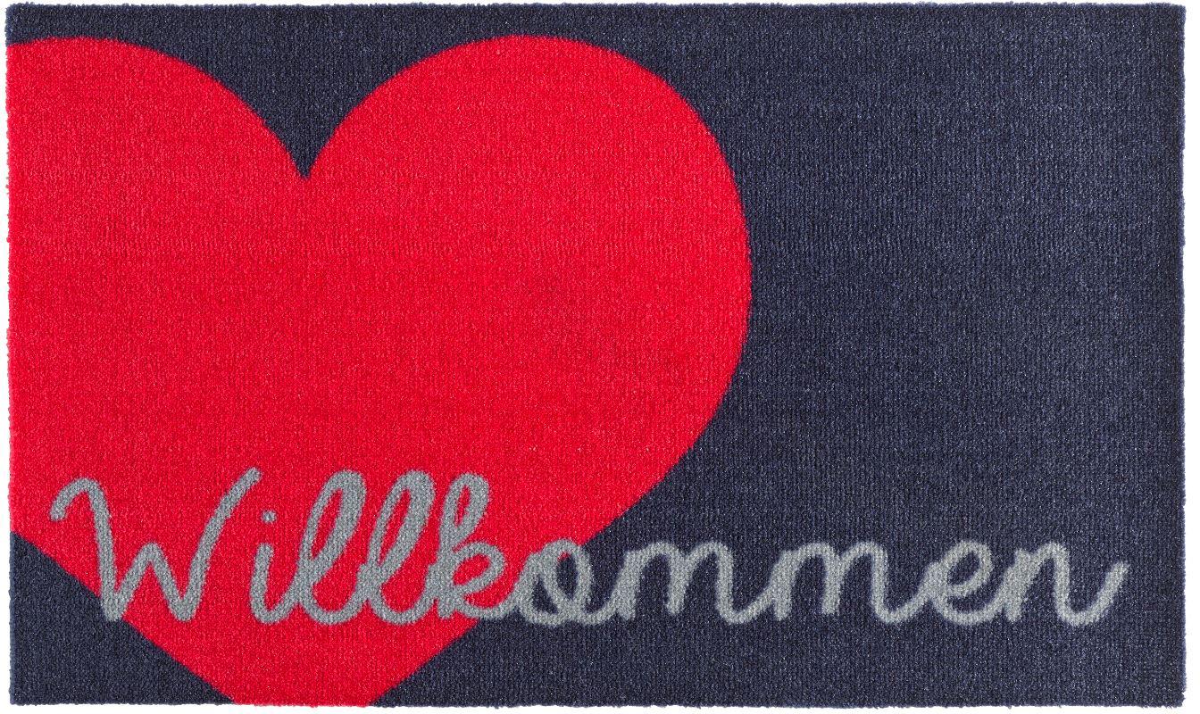 HANSE Home Fussmatte »Willkommen Herz«, rechteckig, 7 mm Höhe, Herz Motiv, mit Spruch, Schrift, Robust, Rutschhemend, Waschbar HANSE Home Fussmatte »Willkommen Herz«, rechteckig, 7 mm Höhe, Herz Motiv, mit Spruch, Schrift, Robust, Rutschhemend, Waschbar von HANSE Home