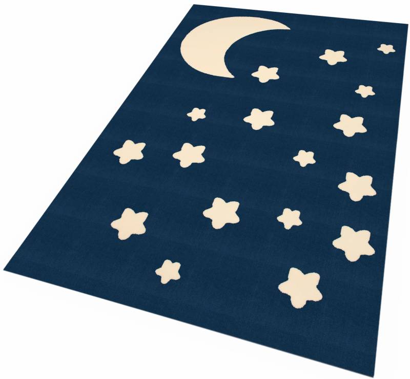 HANSE Home Kinderteppich »Mond und Sterne«, rechteckig, Nacht Motiv, Kurzflor, Strapazierfähig, Pflegeleicht, Robust von HANSE Home