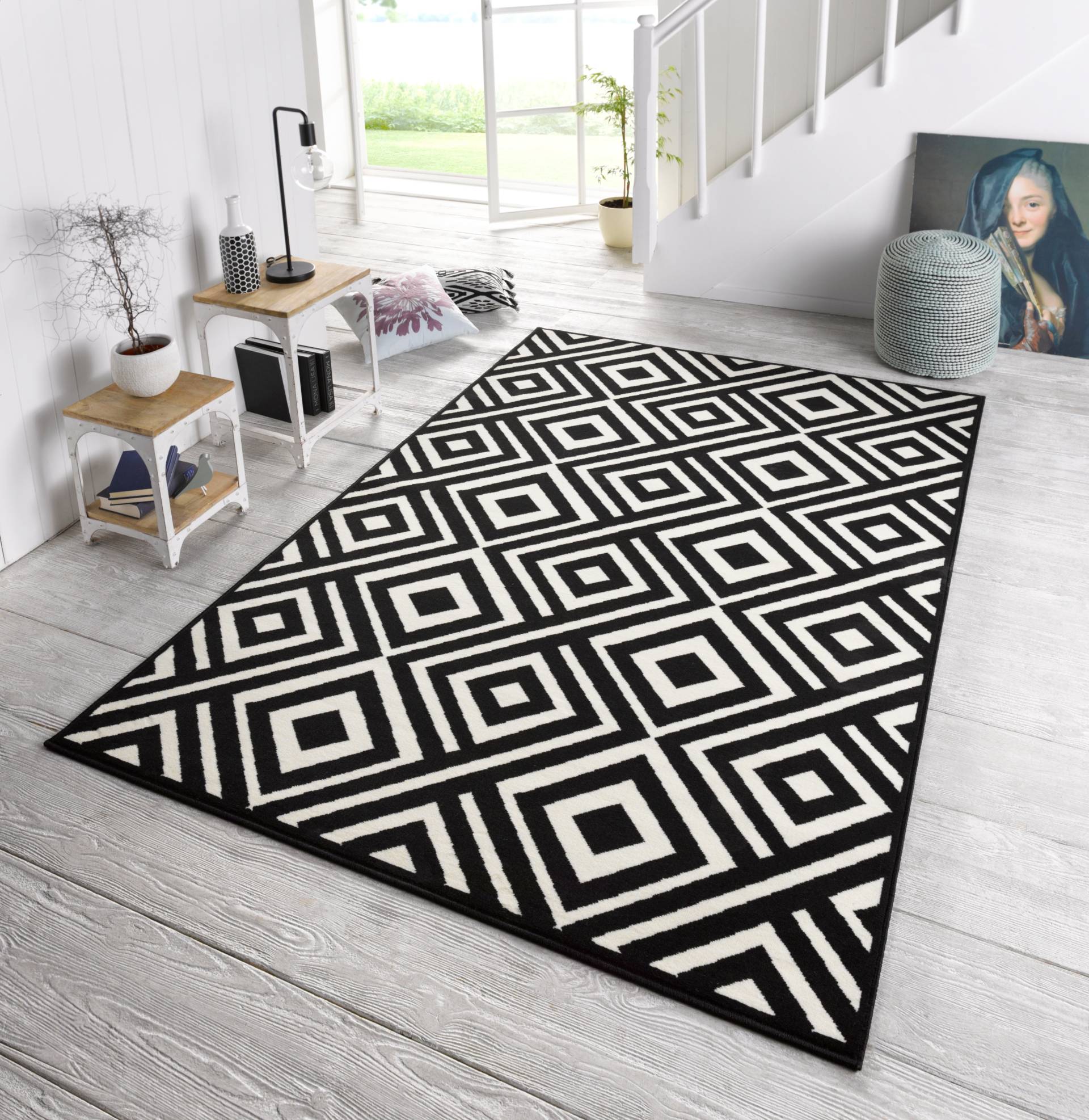 HANSE Home Teppich »Art«, rechteckig, 9 mm Höhe, Kurzflor Rauten Motiv, Velour Haptik, Robust, Pflegeleicht, Gekettelt HANSE Home Teppich »Art«, rechteckig, 9 mm Höhe, Kurzflor Rauten Motiv, Velour Haptik, Robust, Pflegeleicht, Gekettelt von HANSE Home