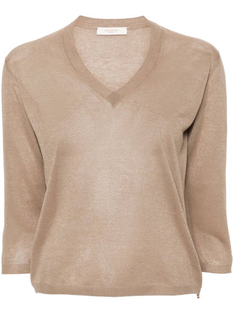 Zanone fine-knit V-neck jumper - Neutrals von Zanone