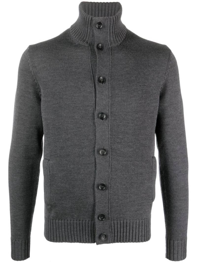 Zanone funnel-neck ribbed-knit cardigan - Grey von Zanone